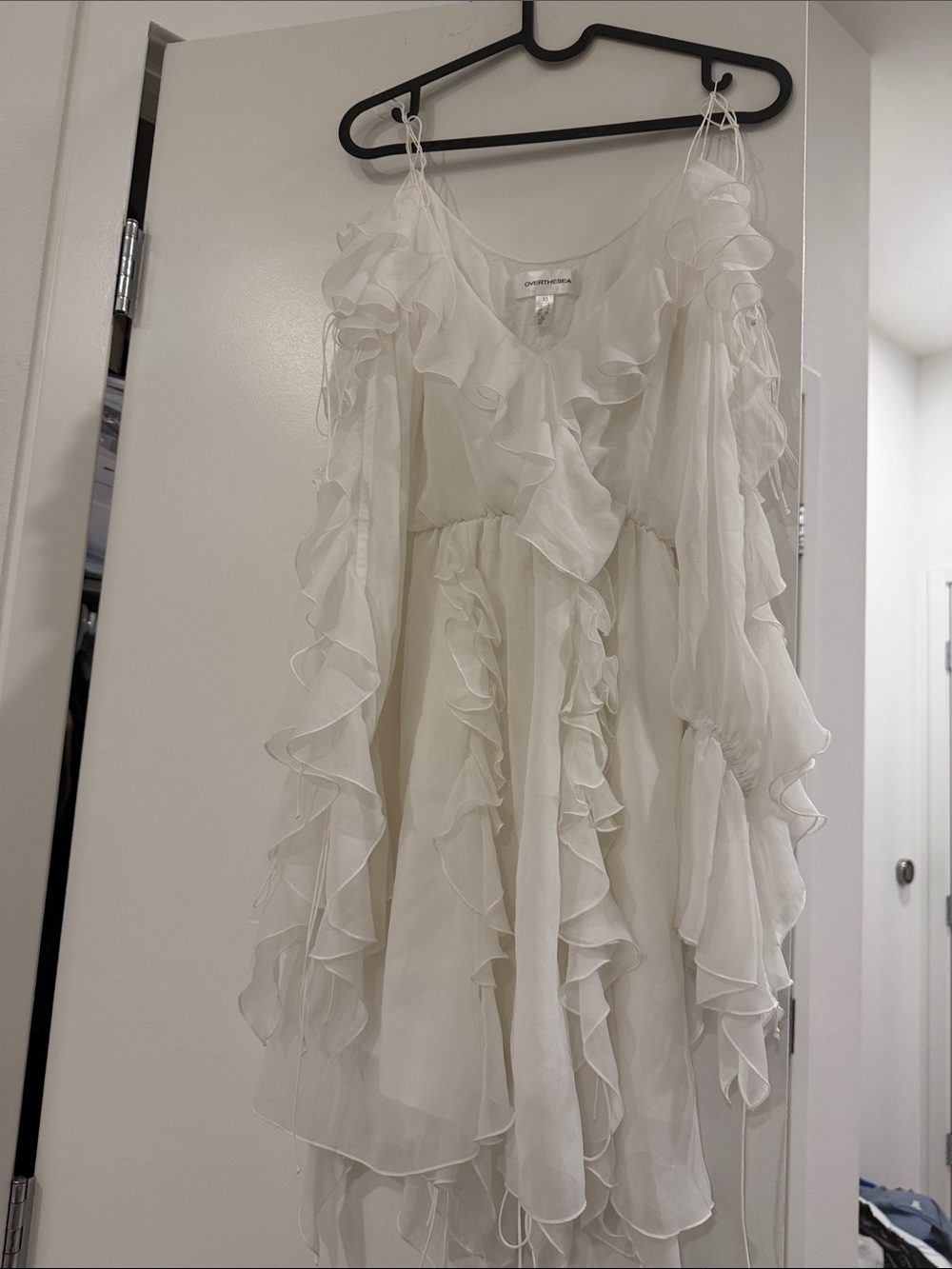 White Ruffled Chiffon Women’s Dress